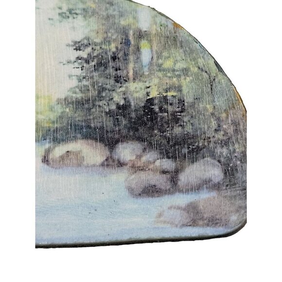 Hand-painted Wooden Brooch Stunning Nature Scene Artist Signed Webb Stunning - Picture 13 of 16
